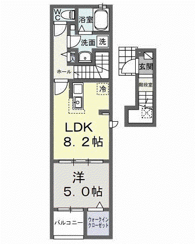 シエロガーデン高知(1LDK/2階)の間取り写真