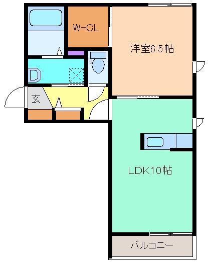 メゾン・ド・ソレイユB(1LDK/1階)の間取り写真