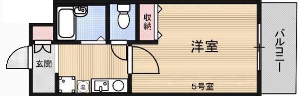 AURORA COURT兵庫駅前(1K/5階)の間取り写真