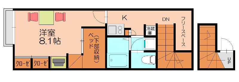 レオパレスパストラルウィンド(1K/2階)の間取り写真