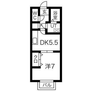 メゾン高松V B棟(1DK/2階)の間取り写真