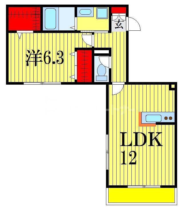 リーヴェジュン(1LDK/2階)の間取り写真