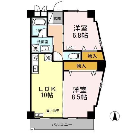 メゾンドール 21(2LDK/3階)の間取り写真