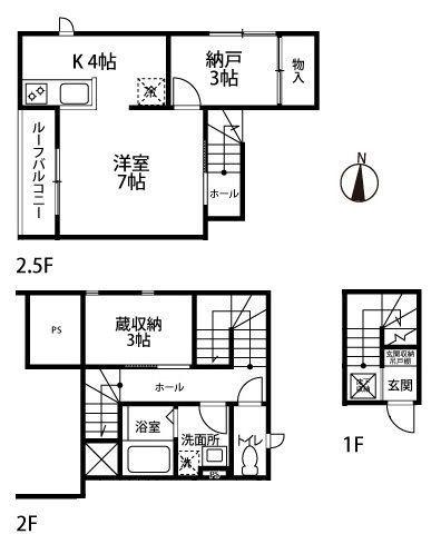 WELINA II棟(1SK/2階)の間取り写真
