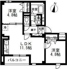 ラ・パートメント本千葉(2LDK/4階)の間取り写真