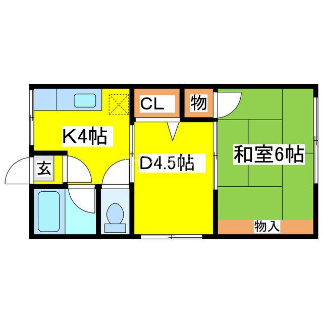 ラ・トゥール(1LDK/2階)の間取り写真