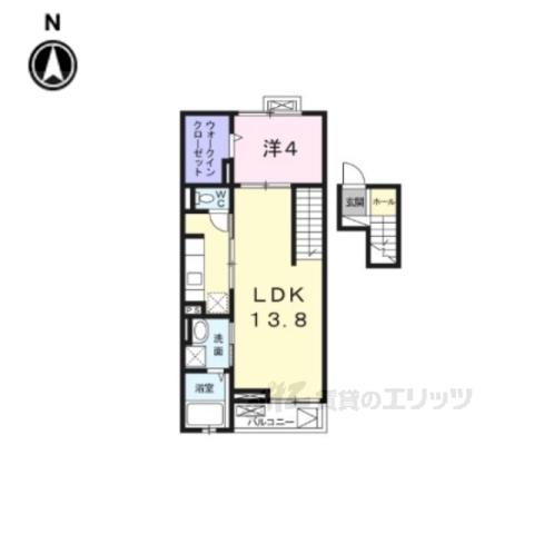 レジデンス斑鳩(1LDK/4階)の間取り写真