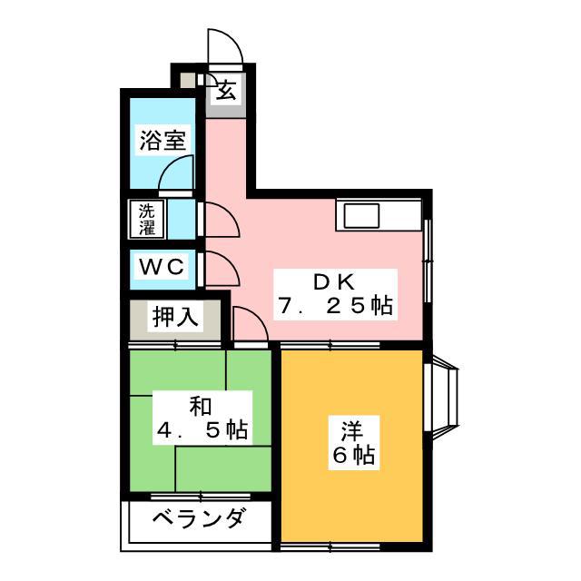 グレイスマンション(2DK/4階)の間取り写真