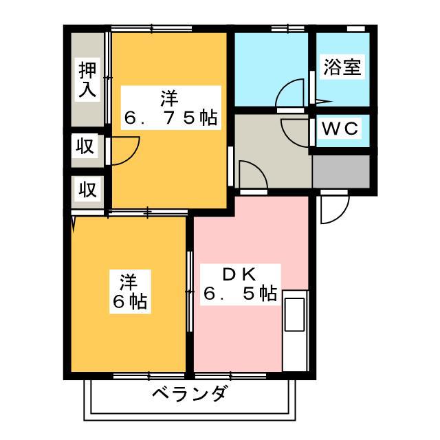 福地ハイツII(2DK/2階)の間取り写真