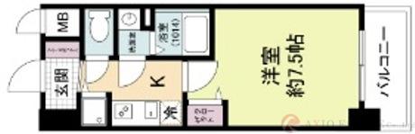 ディームス江坂(1K/13階)の間取り写真