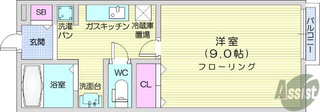 M-GRANTS(1K/2階)の間取り写真