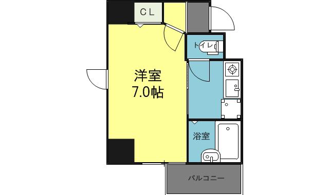プレサンス難波ウエスト(1K/6階)の間取り写真