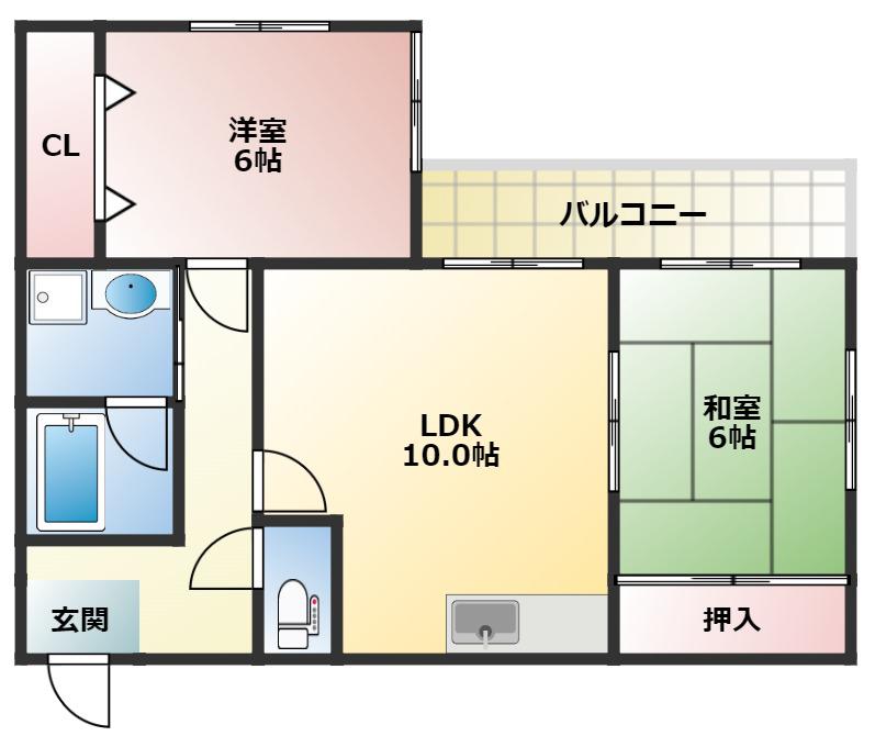 サンシャインA(2LDK/2階)の間取り写真