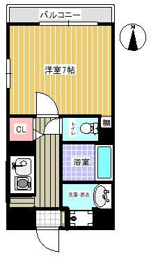 ティファニーヒルズ(1K/6階)の間取り写真