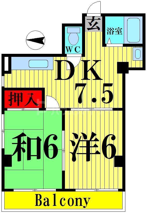 プレジデントハイム(2DK/5階)の間取り写真
