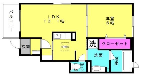 ベル フルールII(1LDK/1階)の間取り写真