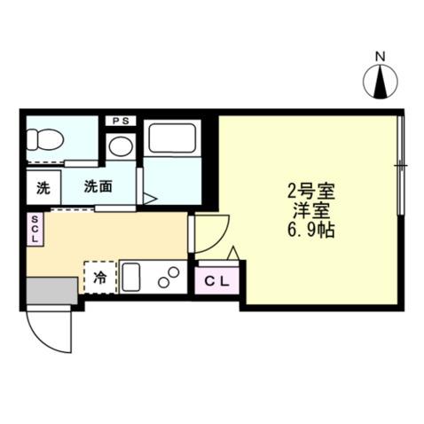 ベイルームハイム大和中央A(1K/3階)の間取り写真