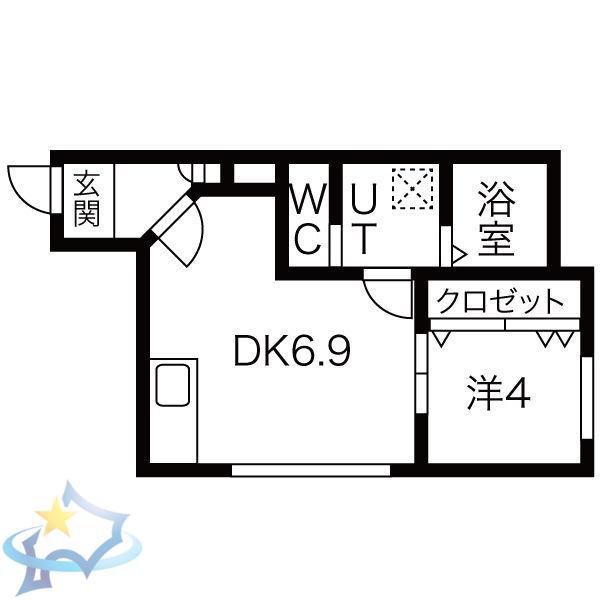 LIBERTE北円山(1DK/4階)の間取り写真