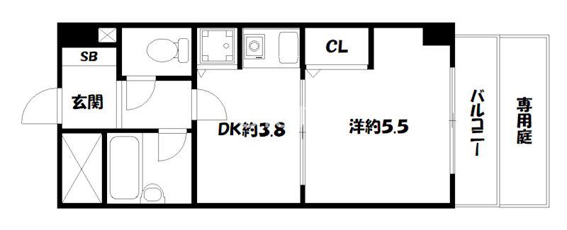 ライオンズマンション五条大宮第2(1K/1階)の間取り写真