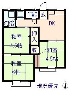 コーポ神島D(3DK/2階)の間取り写真