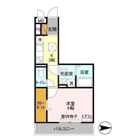 オッツ新鎌ケ谷(1K/1階)の間取り写真