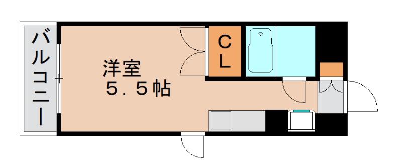 ダイナコート箱崎(ワンルーム/2階)の間取り写真