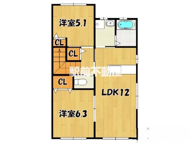 アルページュ B棟(2LDK/2階)の間取り写真