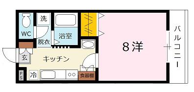 ベルドミールI(1K/1階)の間取り写真