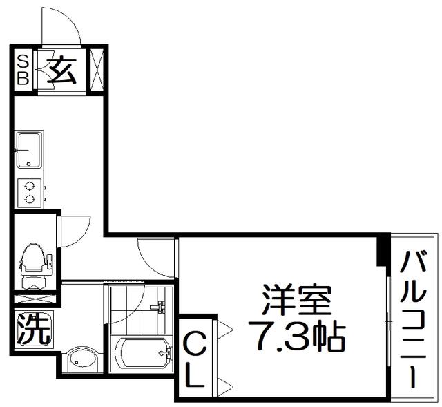 INOVE寝屋川大利町(1K/1階)の間取り写真