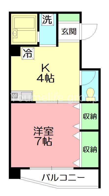 ジュネス西湘(1K/3階)の間取り写真