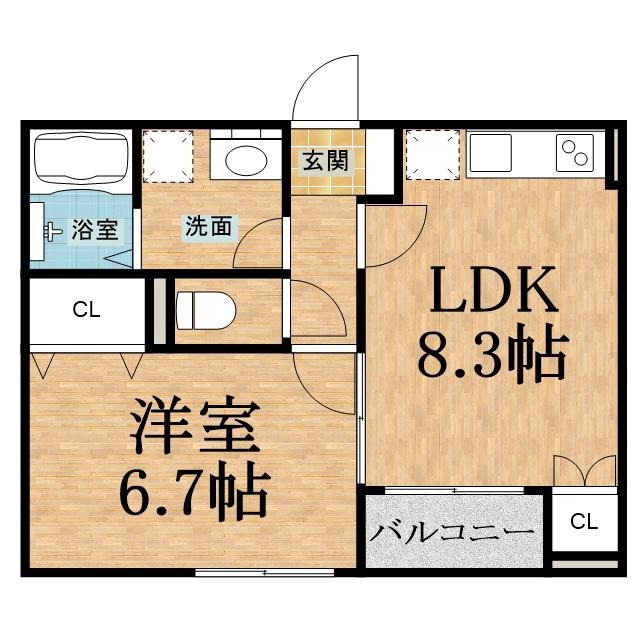アルプス(1LDK/1階)の間取り写真