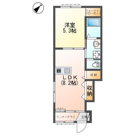 地下鉄鶴舞線 原駅(愛知) 徒歩4分 2階建 築10年(1LDK/1階)の間取り写真