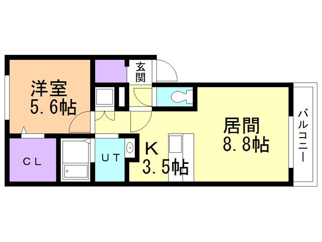 クオーレ(1LDK/3階)の間取り写真