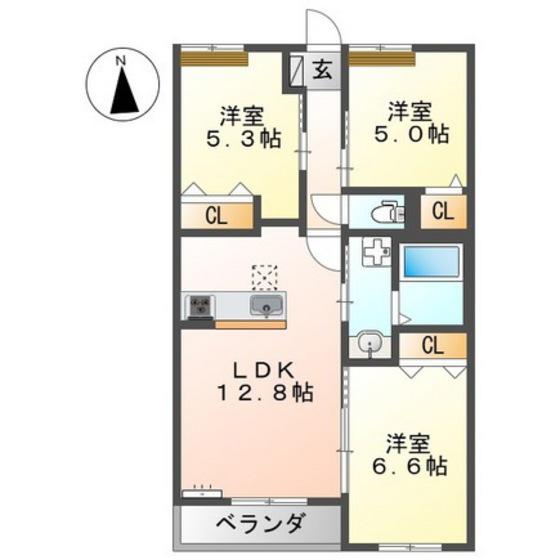 アデランテみくまり(3LDK/1階)の間取り写真
