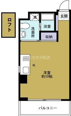 地下鉄中央線 弁天町駅 徒歩6分 8階建 築19年(ワンルーム/7階)の間取り写真