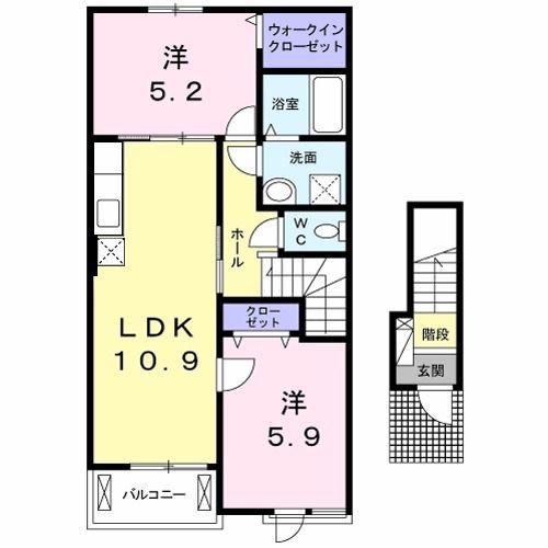 テール・リュミエール I(2LDK/2階)の間取り写真