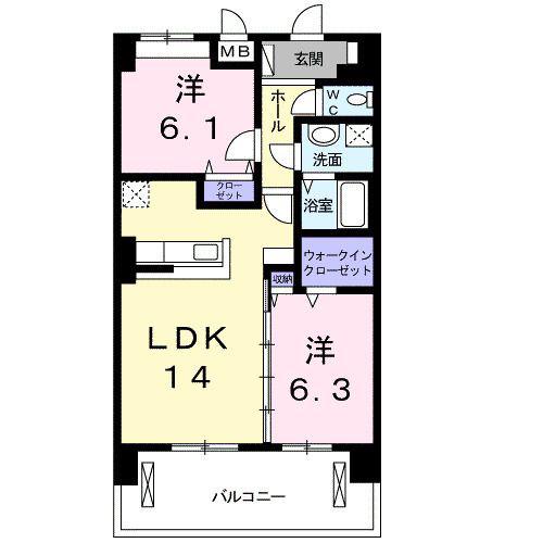 オリーブコート塚田(2LDK/5階)の間取り写真