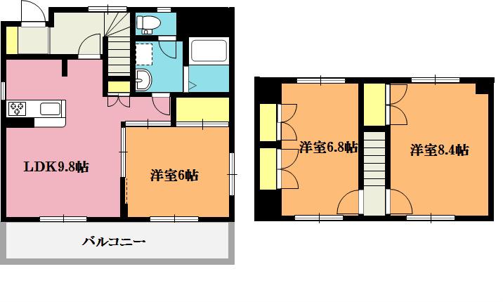 シェブロンヒルズB棟(3LDK/4階)の間取り写真
