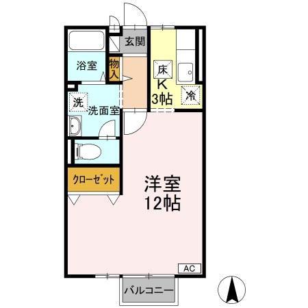リヴェールたかおか(1K/1階)の間取り写真