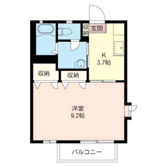 オークスアベニュー A棟(1K/1階)の間取り写真