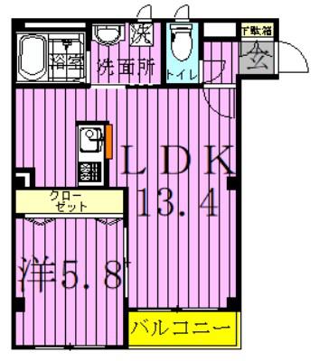 ラシーネ扇サクラ(1LDK/3階)の間取り写真