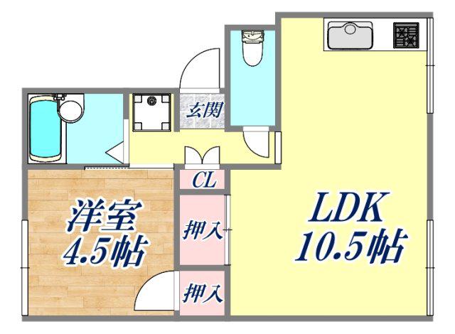 古川ハイツ(1LDK/2階)の間取り写真