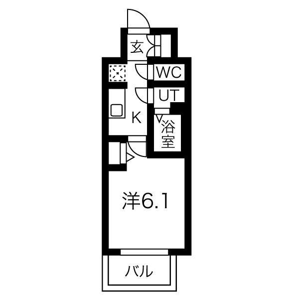 メイクス熱田神宮(1K/9階)の間取り写真