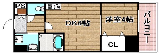 プレステージIV芥川(1DK/4階)の間取り写真