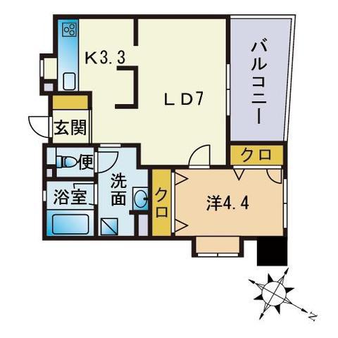アトゥリエ薬院(1LDK/3階)の間取り写真