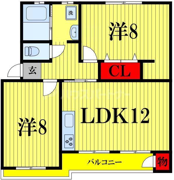 船橋グリーンハイツ4号棟(2LDK/3階)の間取り写真