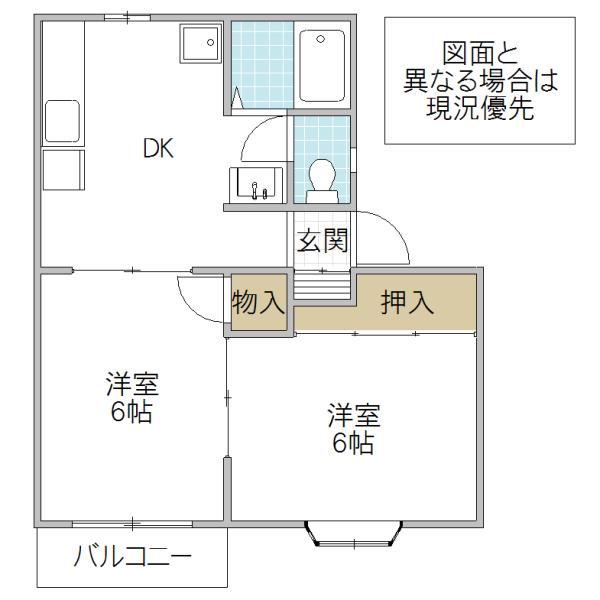 東第8コーポ(2DK/2階)の間取り写真