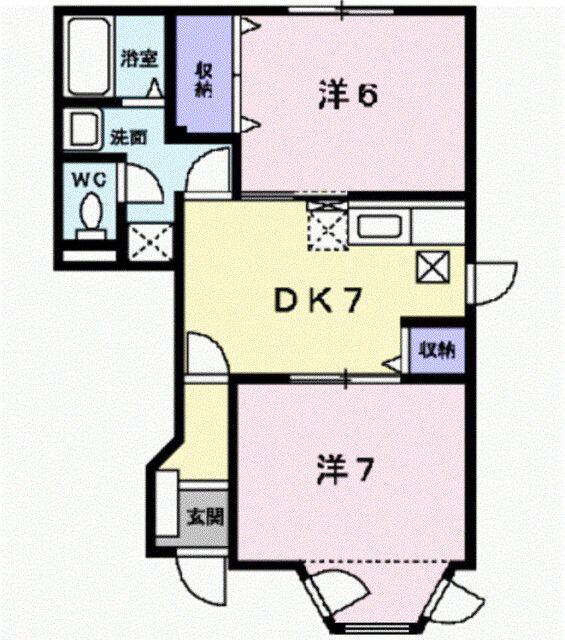 ハピネスC(2DK/1階)の間取り写真
