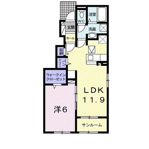 ムーネル セニーヤー II(1LDK/1階)の間取り写真