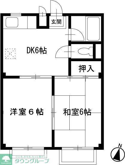 セラミックハイツ鶴見A(2DK/1階)の間取り写真